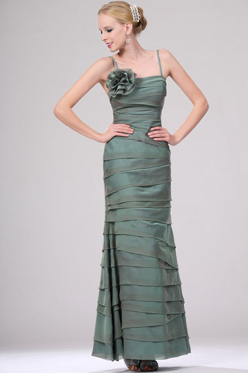 Sea Green Mother Gowns Sheath/Column Straps With Ruched Bridesmaid Dress(UKBD03-455)