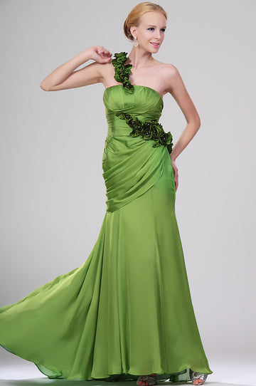 Sage Chiffon Sheath/Column One Shoulder Bridesmaid Dress(UKBD03-457)