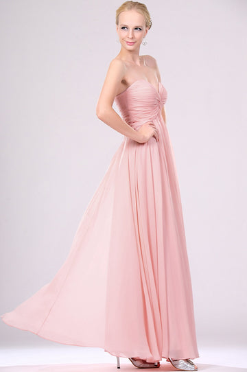A-Line Pink Chiffon Sweetheart With Draping Bridesmaid Dress(UKBD03-465)