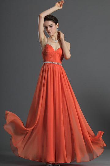 A-Line Orange Chiffon Sweetheart With Beading Bridesmaid Dress(UKBD03-486)