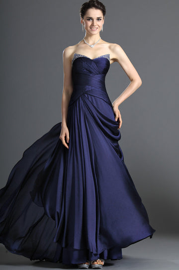 A-Line Navy Blue Beading Bridesmaid Dress(UKBD03-487)