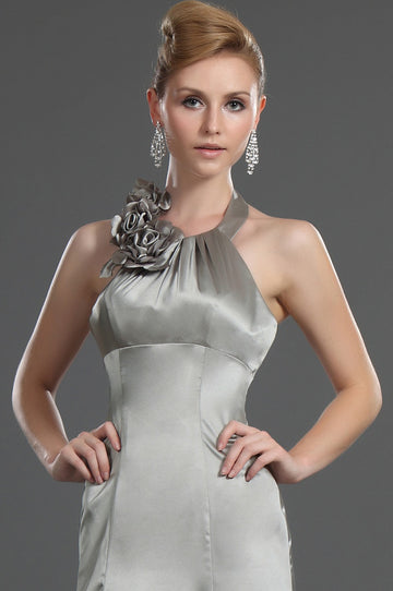 Silver Chiffon Mermaid Halter Bridesmaid Dress(UKBD03-488)