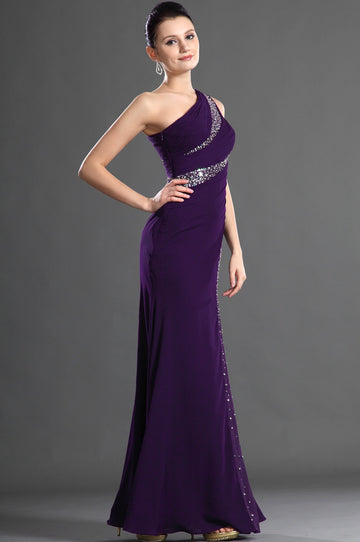 Regency Satin Trumpet/Mermaid One Shoulder With Beading Bridesmaid Dress(UKBD03-503)