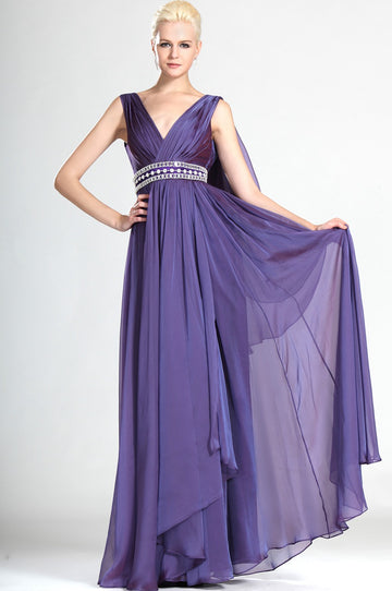 A-Line Regency Chiffon V-neck With Beading Bridesmaid Dress(UKBD03-509)