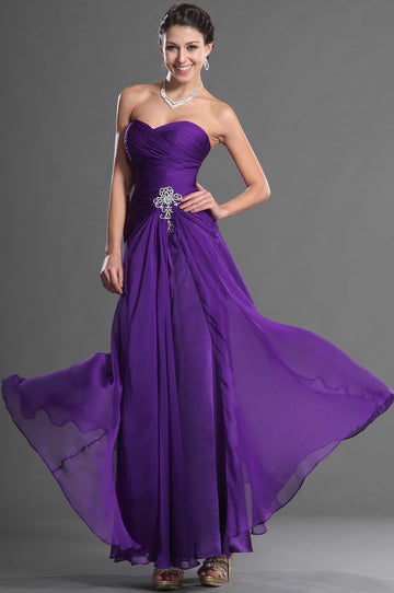 Purple Chiffon Trumpet/Mermaid Sweetheart Split Front Bridesmaid Dress(UKBD03-510)