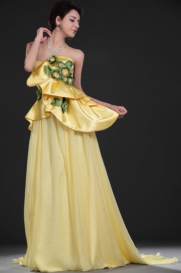Yellow Chiffon Sweetheart With Beading Bridesmaid Dress(UKBD03-525)