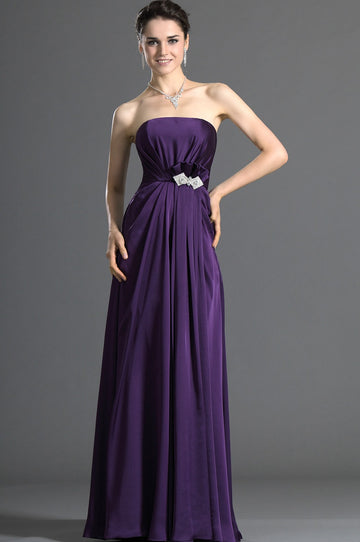 A-Line Regency Chiffon Strapless With Draping Bridesmaid Dress(UKBD03-533)