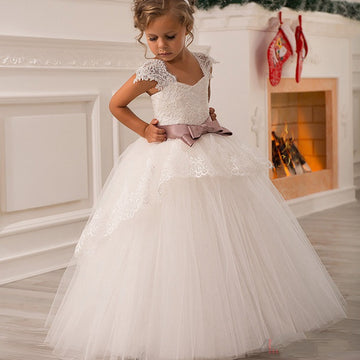 Ball Gown Short Sleeve Kids Flower Girl Dress BDCH0105