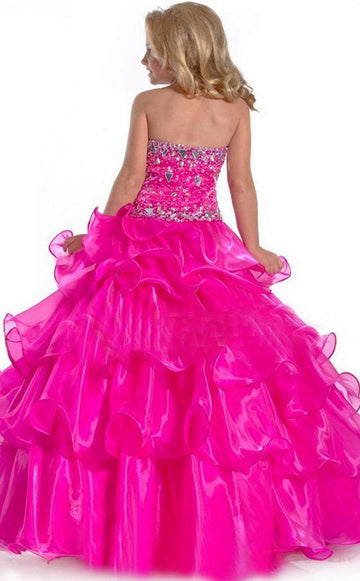 Ball Gown Halter Magenta Red Kids Girls Dress CH0170