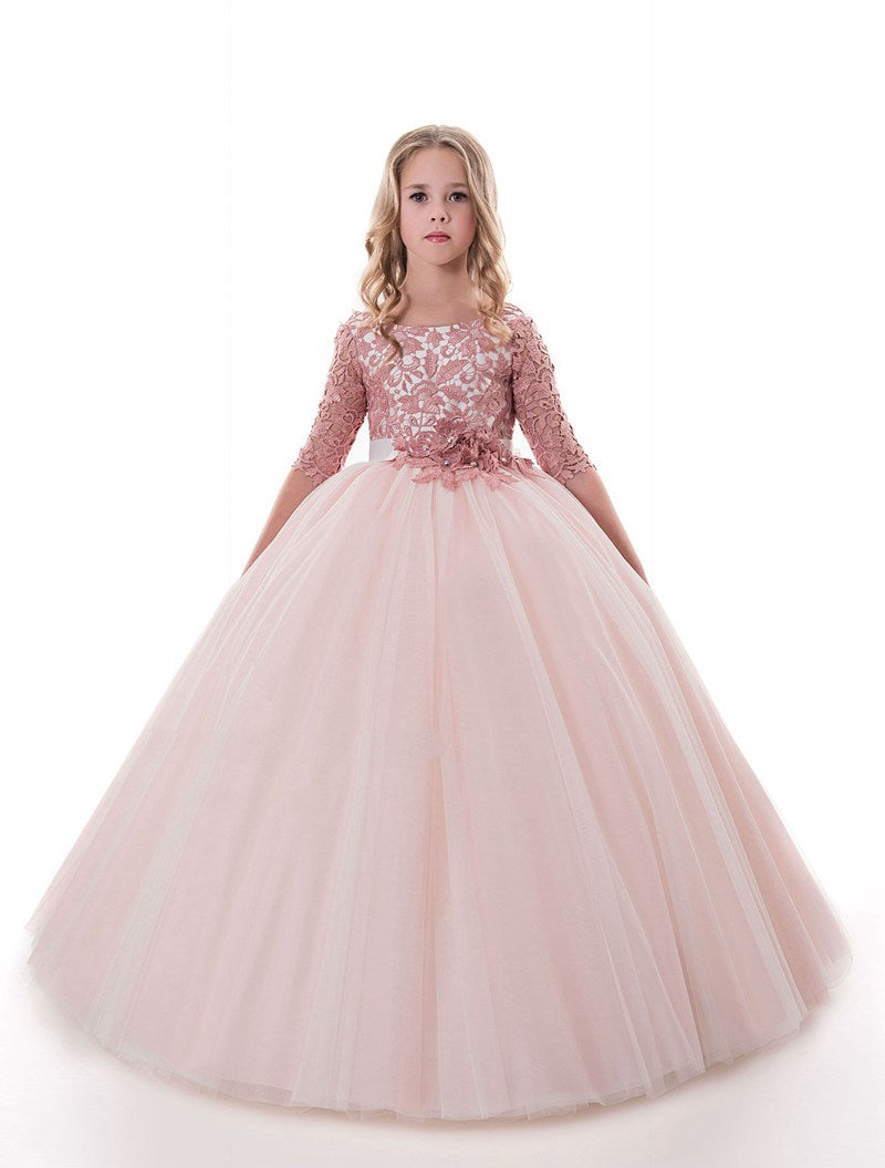 Ball Gown Half Sleeve Chic Kids Prom Dress CHK011