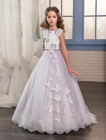 Lilac Kids Prom Dress with Butterfly CHK018