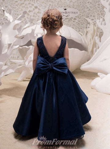 Navy Blue High Low Toddler Prom Dress CHK056