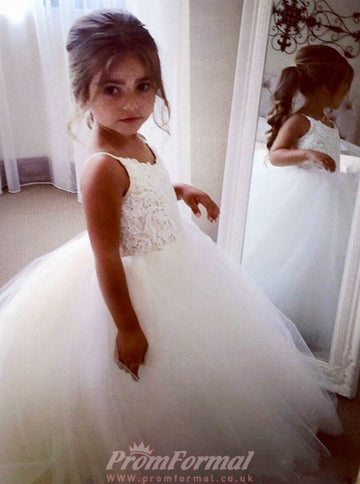Straps White Tulle Toddler Flower Girl Dress CHK073