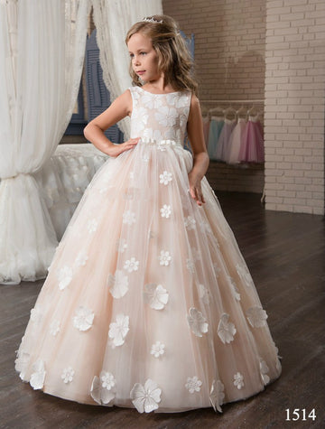 Lace Flower Tulle Toddler Girl Special Occasion Dress CHK133