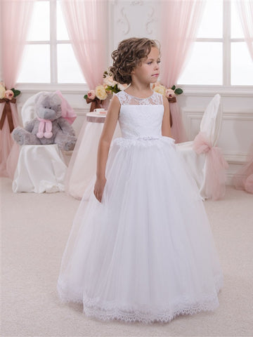 White Tulle Toddler Flower Girl Dress CHK141