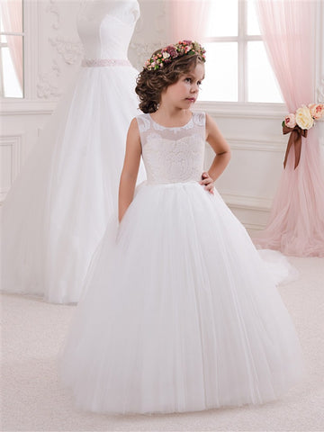 White Tulle Toddler Flower Girl Dress CHK149