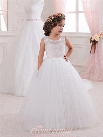 White Tulle Toddler Flower Girl Dress CHK149