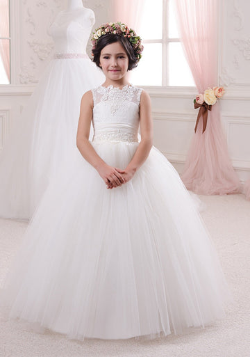 White Tulle Toddler Flower Girl Dress CHK150