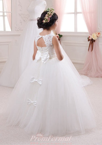 White Tulle Toddler Flower Girl Dress CHK150