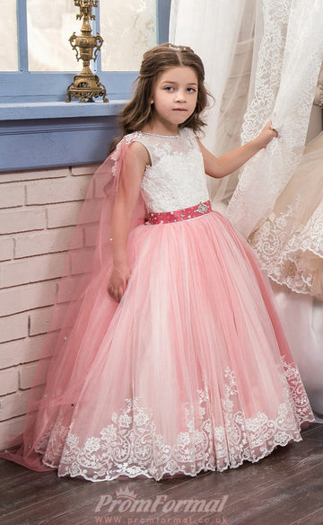 Pink Lace Tulle Toddler Girl Prom Dress CHK154