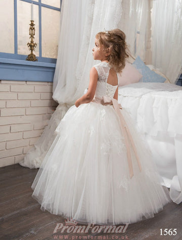 Ball Gown Ivory Lace Tulle Toddler Girl Communion Dress CHK160