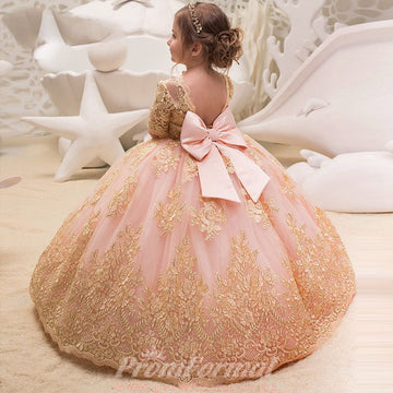 Gold Lace Toddler Ball Gowns 1-6 Years CHK207