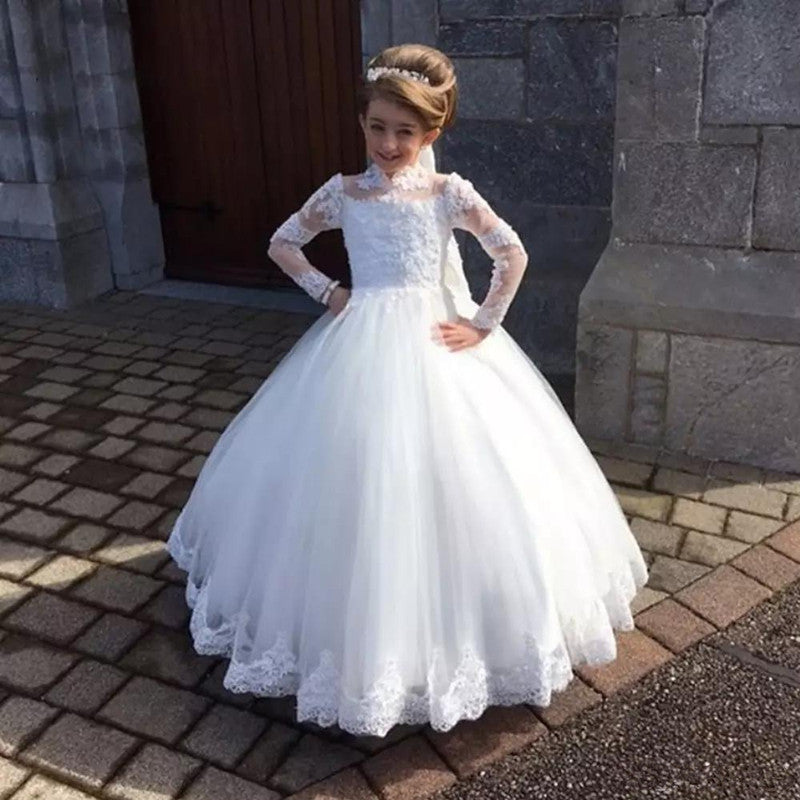 Girls Long Sleeve Party Dress First Communion Dress CHK210
