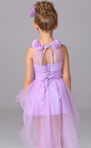 Lilac Tulle Toddler High Low Children's Prom Dress(FGD240)