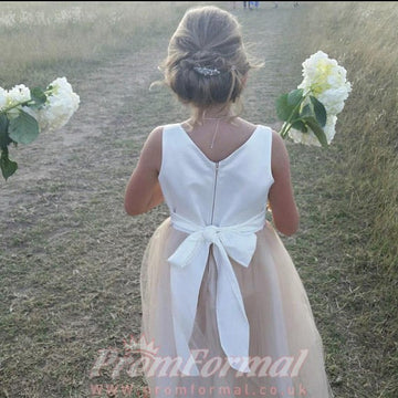 Pearl Pink Tea-length Princess Children's Prom Dress (FGD280)