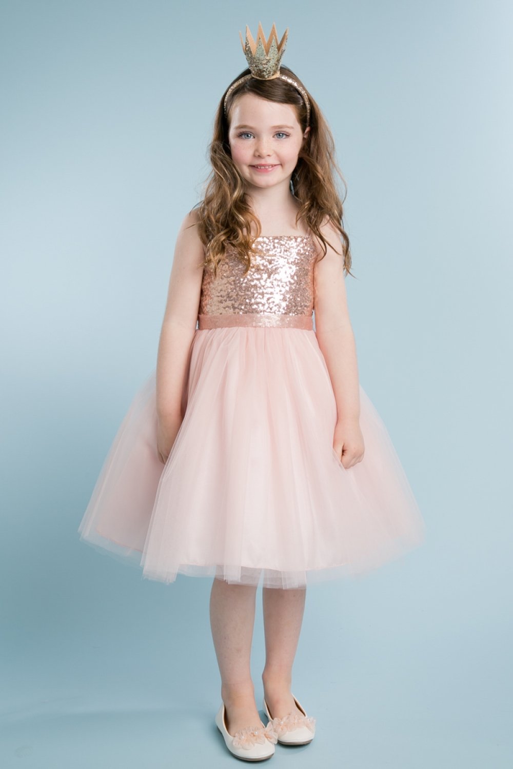 Tulle Sequins Straps Tea-length Baby Party Dress(FGD281)