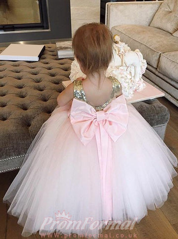 Candy Pink Tulle Sequin Ball Gown Toddler Prom Dress(FGD282)