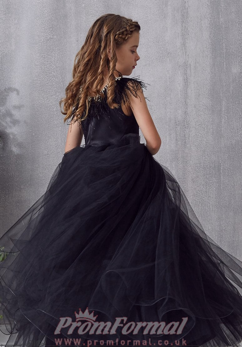 Black Tulle Children's Prom Dress (FGD301)