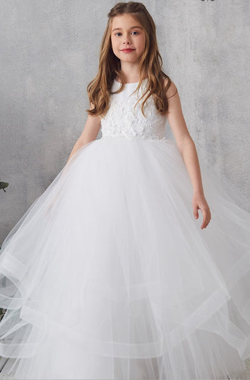 Ivory Tulle Floor-length Princess Children's Prom Dress (FGD311)