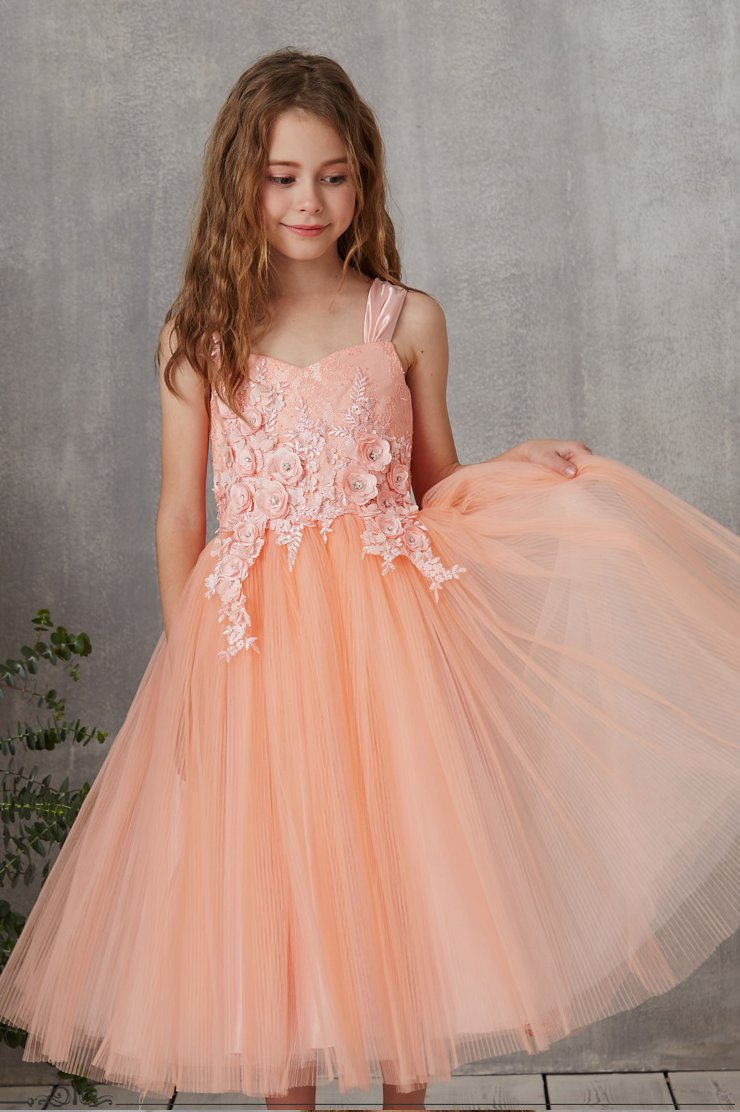 Pink Tulle Tea-length Princess Children's Prom Dress (FGD329)
