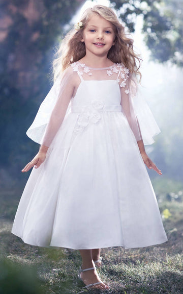 White Princess Ankle-length White Kids Dress FGD444
