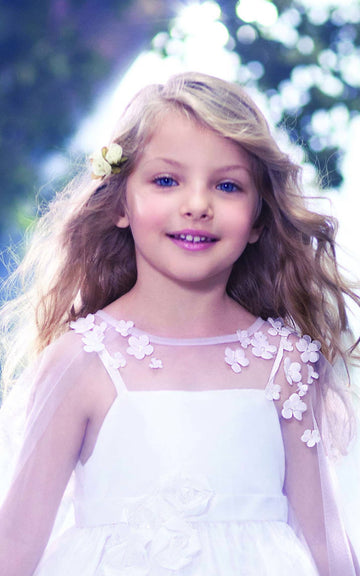 White Princess Ankle-length White Kids Dress FGD444