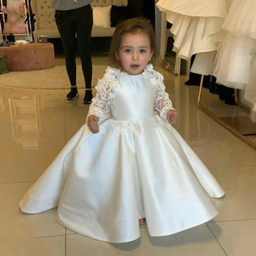 Satin Ivory Baby Toddler Ball Dresses(FGD457)