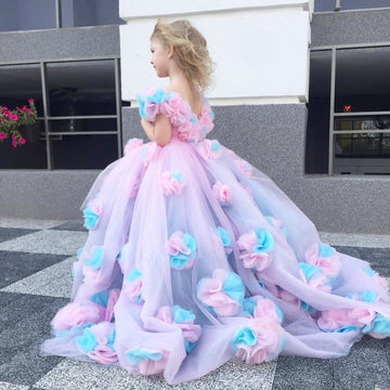 Baby Girl Toldders Ball Gowns 3D Flower Girl Dress BDFGD465