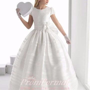 Short Sleeve First Communion Dress For Girls FGD501