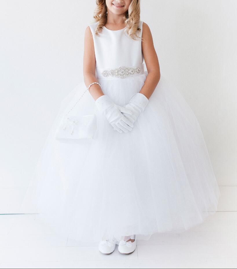 Girls Tulle and Satin Communion Dress With Sashes FGD503