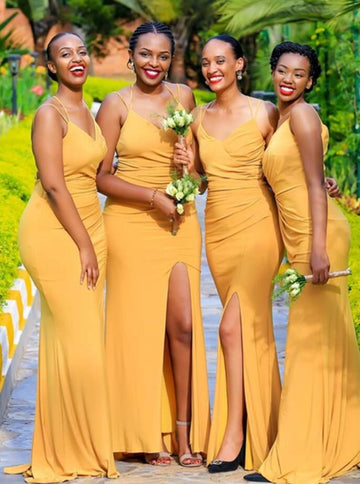 GBD003 Sheath Column Orange Straps Bridesmaid Dress