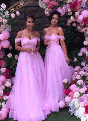 GBD169 Princess Purple Off The Shoulder Tulle Bridesmaid Dress