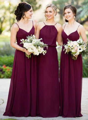 GBD196 Halter Dark Burgundy Straps Bridesmaid Dress