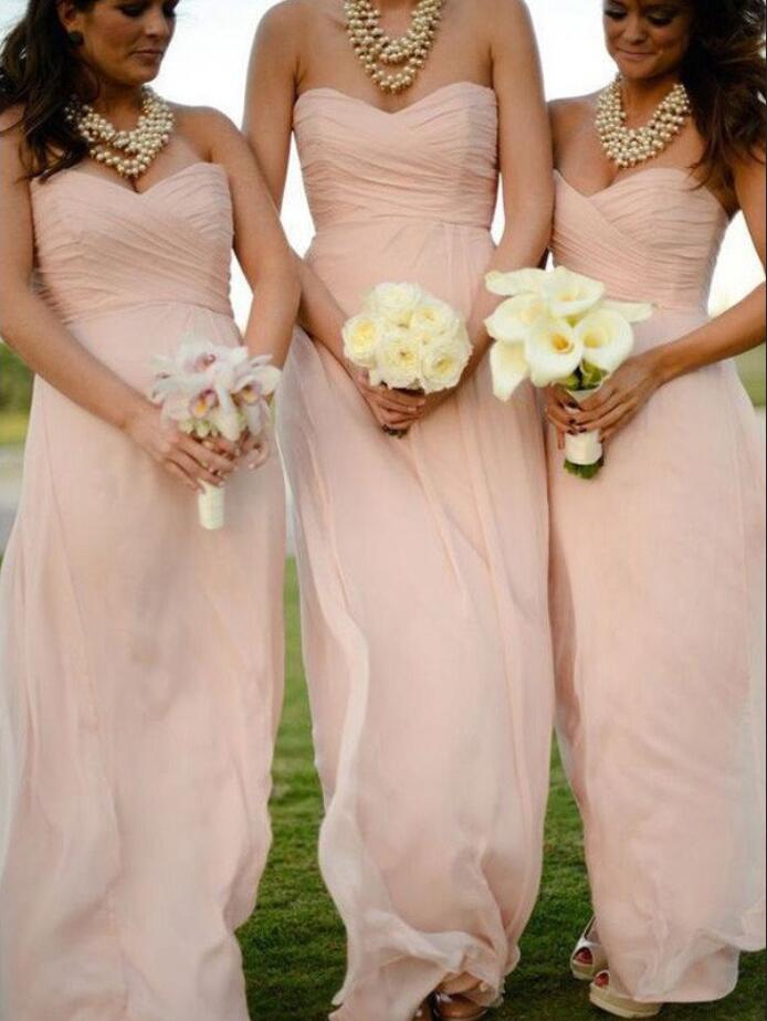 GBD203 Simple Pink Sweetheart Country Bridesmaid Dress