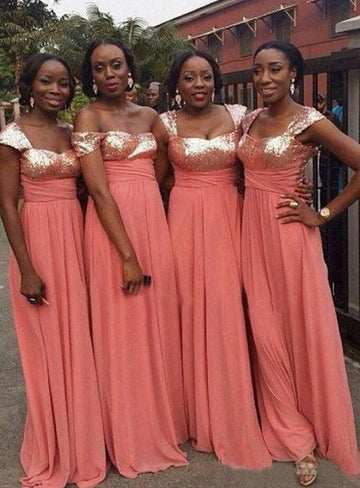 GBD206 Coral Sweetheart Sequins Chiffon Bridesmaid Dress