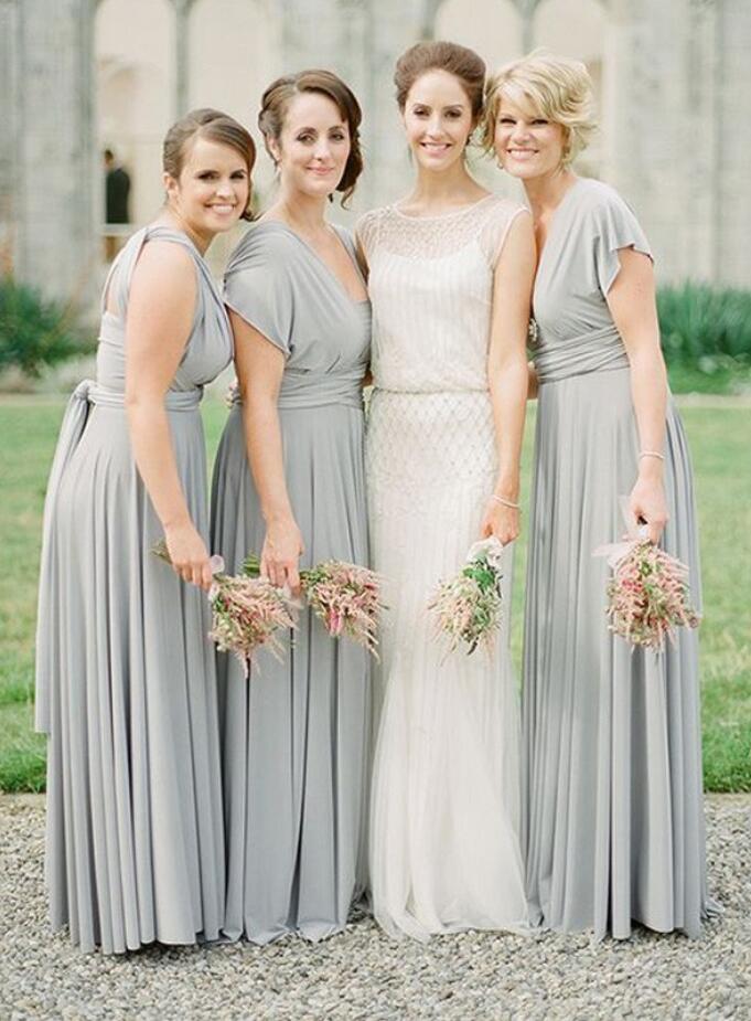 GBD211 Gray V Neck Chiffon Country Bridesmaid Dress