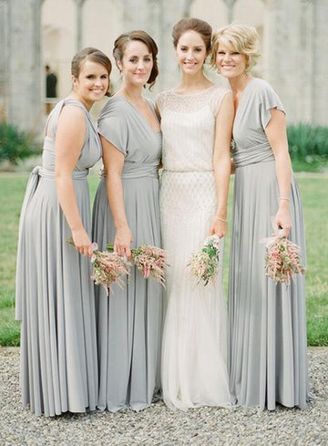 GBD211 Gray V Neck Chiffon Country Bridesmaid Dress