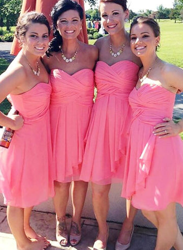 GBD213 Watermelon Sweetheart Short Chiffon Country Bridesmaid Dress