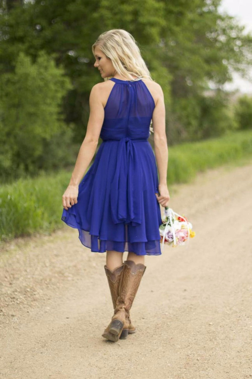 Royal blue country cheap bridesmaid dresses