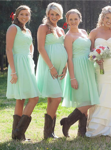 GBD249 Short Sage Green Sweetheart Country Bridesmaid Dress with Cowboy Boots